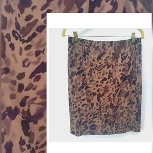 Silk Skirt Leopard Print Pencil Career Lightweight